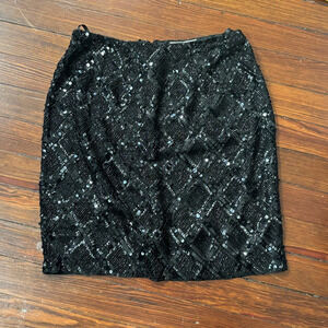 Henri Bendel Beaded Black Mini Skirt